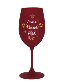 SNÍM O VÁNOCÍCH BÍLÝCH - bordó sklenice na víno 350 ml