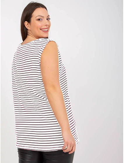 šedý bavlněný pruhovaný plus size top model 19576770 - Factory Price šedý bavlněný pruhovaný plus size top model 19576770 - Factory Price