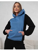 Dámská dvoubarevná tepláková souprava v modré a černé barvě model 22049195 - Moon