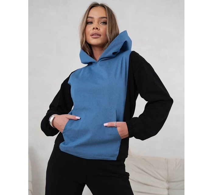 Dámská dvoubarevná tepláková souprava v modré a černé barvě model 22049195 - Moon