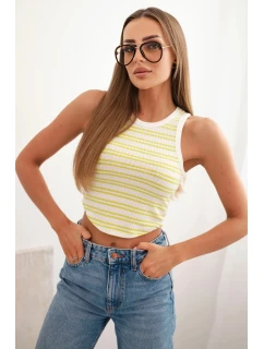 Dámská bavlněná proužkovaná bezrukávová blůza zelená
