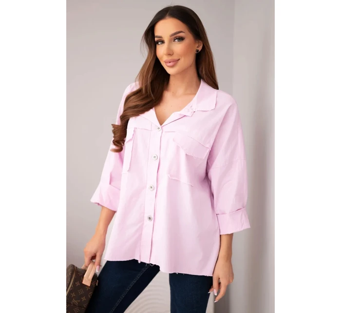 Dámská bavlněná košile s kapsami světle fialová Dámská bavlněná košile s kapsami světle fialová