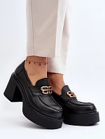 Zazoo 20170 Kožené Dámské Polobotky na Podpatku Černé