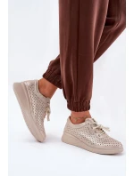 Dámské Kožené Sportovní Tenisky Zlaté model 21686723 - VINCEZA Dámské Kožené Sportovní Tenisky Zlaté model 21686723 - VINCEZA