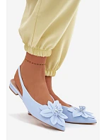 Dámské sandály na ploché podrážce s dekorativním květem modré Telivette