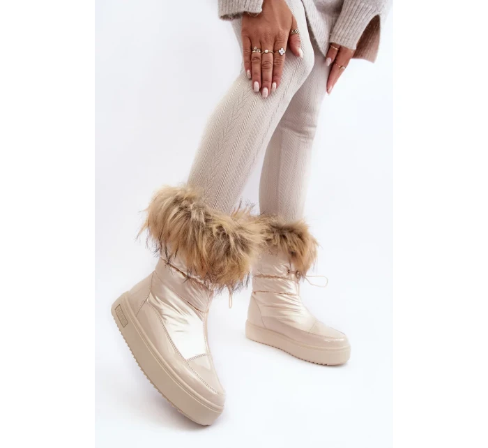 Dámské sněhule s kožešinou Béžová Big Star