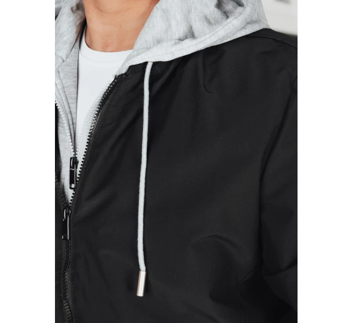 Pánská bunda bomber s kapucí černá FashionStreet TX5021 Pánská bunda bomber s kapucí černá FashionStreet TX5021