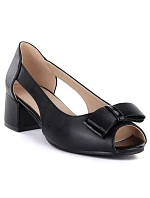 lodičky s otevřenou špičkou a mašlí černé Potocki model 22099435 lodičky s otevřenou špičkou a mašlí černé Potocki model 22099435