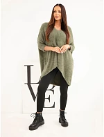 Dámský svetr Plus Size s výstřihem do V khaki Dámský svetr Plus Size s výstřihem do V khaki