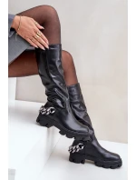 Kozačky Na Plochém Podpatku S Černé model 21680857 - Boto