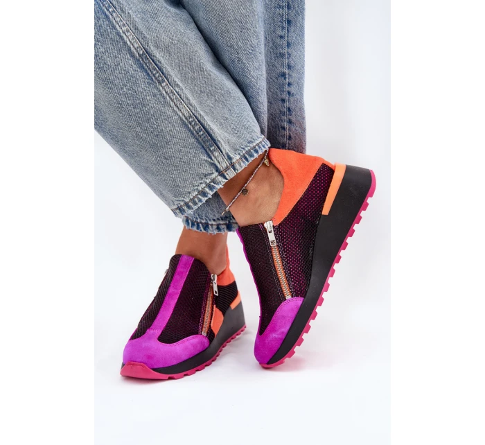 Kožené sneakersy na klínu Maciejka Černé 06853-15