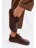 Kožené dámské polobotky Barefoot model 22074657 Čokoládové - Zazoo