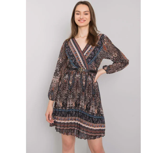 Šaty DHJ SK model 17355672 černá a béžová - FPrice Šaty DHJ SK model 17355672 černá a béžová - FPrice