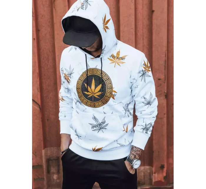 Pánská bílá mikina s potiskem FashionStreet BX5319