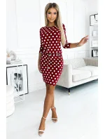 Dámské sportovní šaty ve vínové bordó barvě se kapsičkami a vzorem model 18536963 - numoco