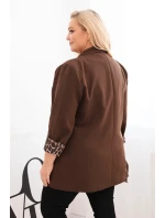Dámská bunda Plus Size s podšívkou v leopardím vzoru hnědá Dámská bunda Plus Size s podšívkou v leopardím vzoru hnědá