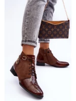 Dámské kožené kozačky model 21600512 Hnědá - Maciejka