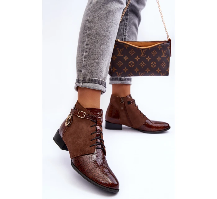 Dámské kožené kozačky model 21600512 Hnědá - Maciejka