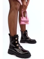 Dámské zateplené boty s ozdobnými knoflíky D&A MR870-51 Černé