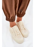 Dámské Krajkové Tenisky Big Star RR274746 Béžové Dámské Krajkové Tenisky Big Star RR274746 Béžové