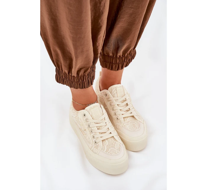 Dámské Krajkové Tenisky Big Star RR274746 Béžové Dámské Krajkové Tenisky Big Star RR274746 Béžové