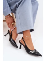 Dámské sandály na podpatku s pásky a přezkou Černé model 22027836 - Boto