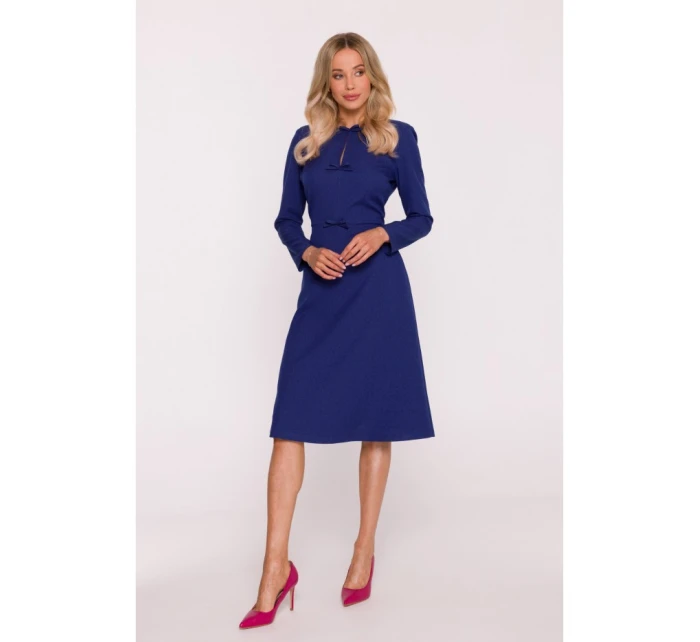 model 21319069 Šaty s mašlí modré - STYLOVE model 21319069 Šaty s mašlí modré - STYLOVE