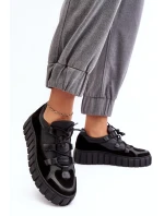 Dámská kožená sportovní obuv na platformě Zazoo Black Dámská kožená sportovní obuv na platformě Zazoo Black