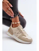 Béžové dámské tenisky vyrobené z eko kůže model 20447635 - Kesi Béžové dámské tenisky vyrobené z eko kůže model 20447635 - Kesi
