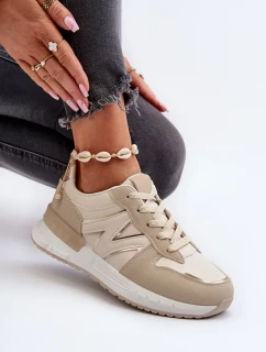 Béžové dámské tenisky vyrobené z eko kůže model 20447635 - Kesi