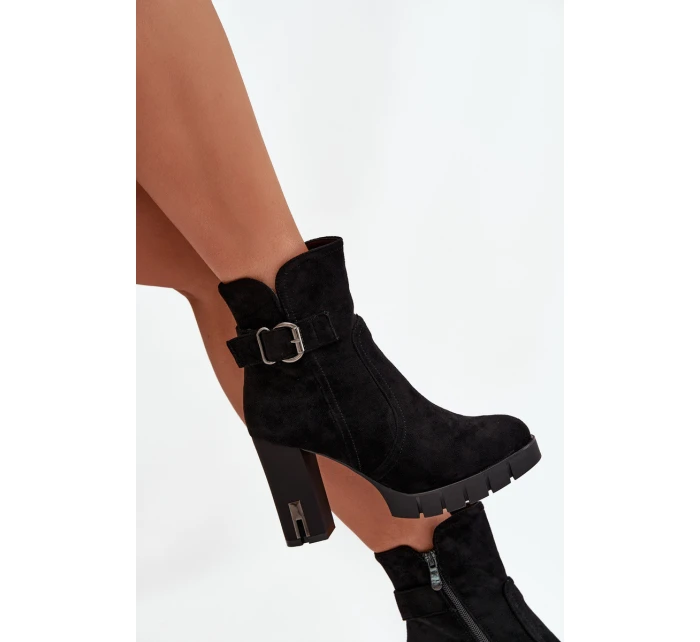 Dámské ocieplené botky na podpatku Selisse – černé Dámské ocieplené botky na podpatku Selisse – černé
