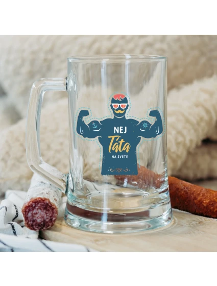 NEJ TÁTA NA SVĚTĚ - pivní sklenice 0,5 l NEJ TÁTA NA SVĚTĚ - pivní sklenice 0,5 l