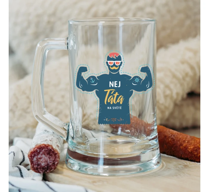 NEJ TÁTA NA SVĚTĚ - pivní sklenice 0,5 l NEJ TÁTA NA SVĚTĚ - pivní sklenice 0,5 l