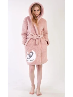 Dámský župan krátký s kapucí Sweet dreams Pudr růžová - Vienetta