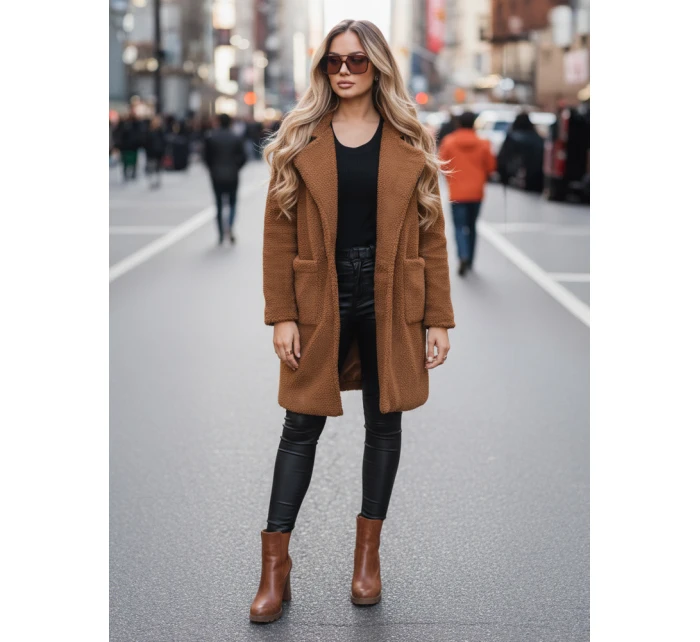 Dámský zimní kabát teddy fur brown FashionStreet NY0752z