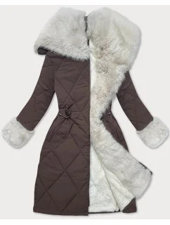 Prošívaná zimní bunda v barvě s kožešinovou podšívkou l 21248860 - WAY MODE