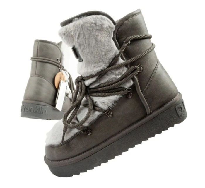 snow boots dámské zimní módní model 21405954 zateplené šedé dámské - D.Franklin