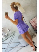 Šaty s vázaným výstřihem do V fialové Šaty s vázaným výstřihem do V fialové