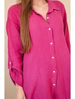 Bavlněná mušelínová košile Plus Size švestková Bavlněná mušelínová košile Plus Size švestková