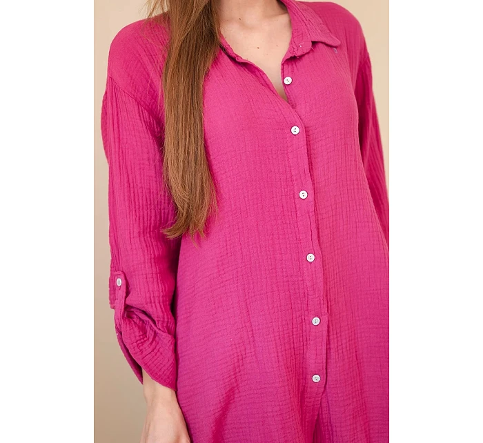 Bavlněná mušelínová košile Plus Size švestková Bavlněná mušelínová košile Plus Size švestková