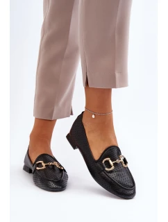 Dámské mokasíny na ploché podrážce s ozdobou černé model 21650939 - Boto