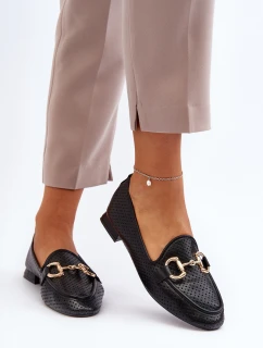 Dámské mokasíny na ploché podrážce s ozdobou černé model 21650939 - Boto