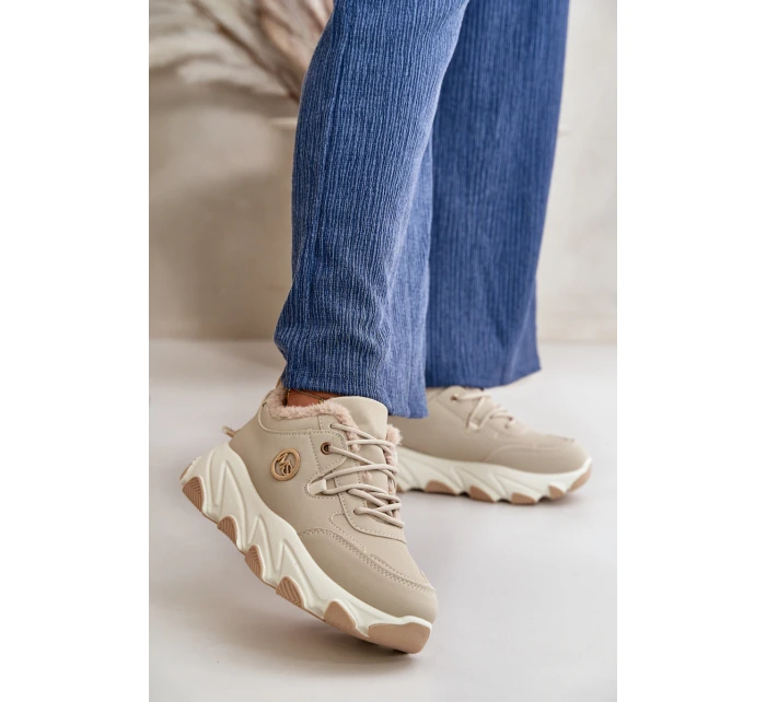Zateplené Dámské Sportovní Boty Na Na Platformě Béžové model 21668469 - Boto Zateplené Dámské Sportovní Boty Na Na Platformě Béžové model 21668469 - Boto