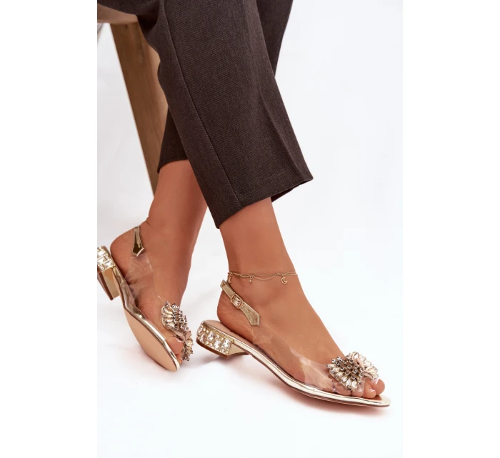 Průhledné sandály s mašlí D&A MR52-231 zlaté