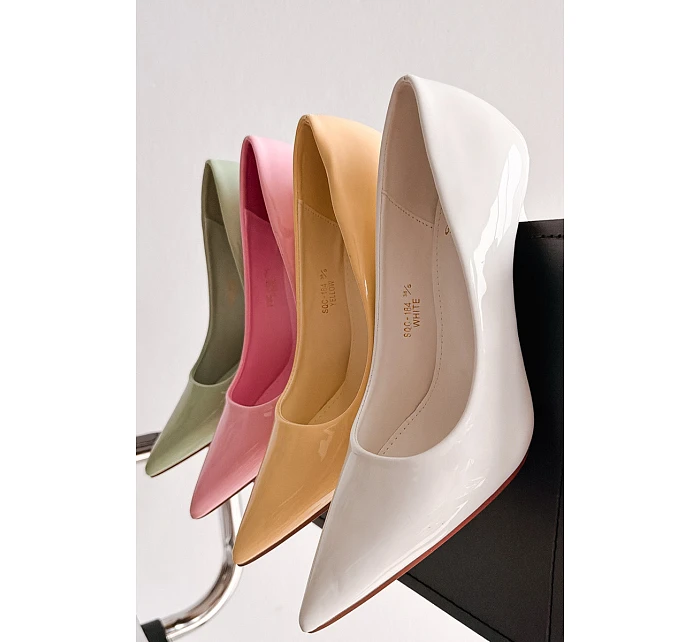 Klasické lakované lodičky z imitace kůže bílé Odira