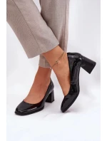 Dámské lakované kožené lodičky na podpatku Vinceza – černé Dámské lakované kožené lodičky na podpatku Vinceza – černé