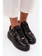 Dámské lakované tenisky na platformě – černé Lee Cooper Dámské lakované tenisky na platformě – černé Lee Cooper
