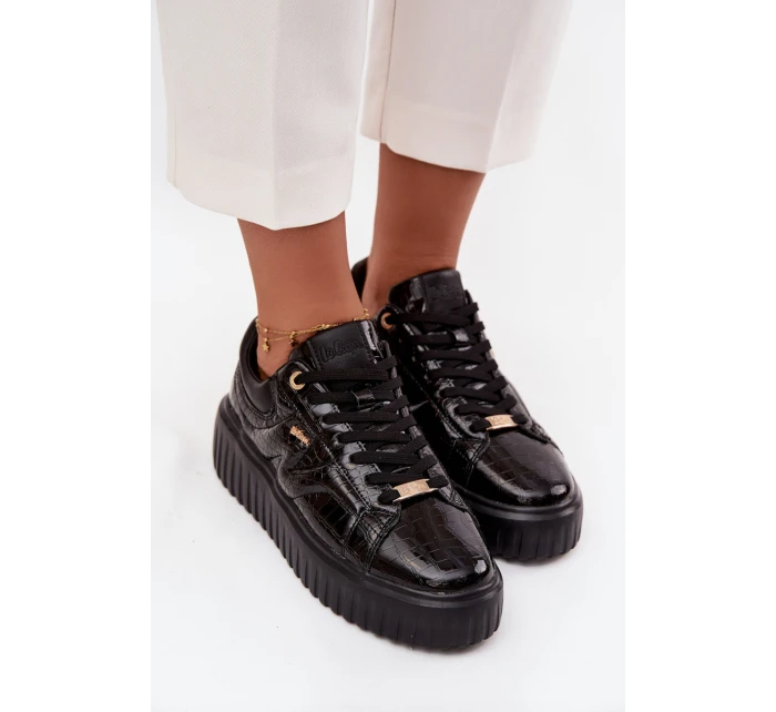 Dámské lakované tenisky na platformě – černé Lee Cooper Dámské lakované tenisky na platformě – černé Lee Cooper