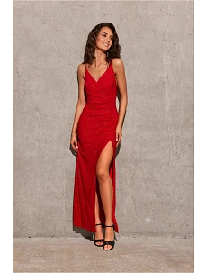 Dlouhé šaty SUK0427 červené - Roco Fashion