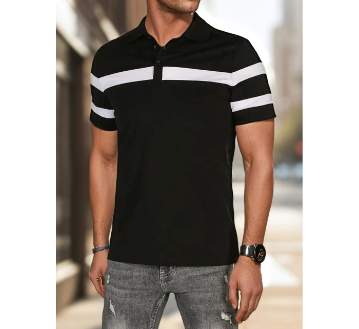 Pánská polokošile s pruhy černá FashionStreet PX0631 Pánská polokošile s pruhy černá FashionStreet PX0631